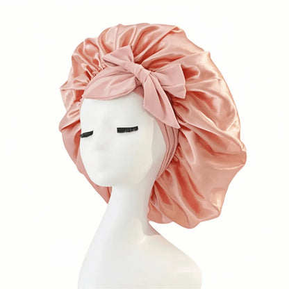 2pcs Luxury Silk Satin Sleep Caps, Solid Color, Elastic Hair Protection Caps, Lightweight Comfortable For All-Night Wear, Hair Care, Shower, Gentle Fit To Scalp, For Her
