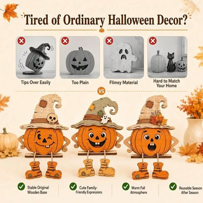 1/3 Pieces3D Fall Halloween Wooden PumpkinGnome Desktop Decoration With Swinging RopeBoots, Witch Hat, Skull, Ghost, Maple Leaf FarmhouseLayered Tray, Perfect For Fall Thanksgiving, WallDecoration, Party Decoration