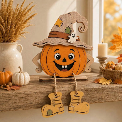 1/3 Pieces3D Fall Halloween Wooden PumpkinGnome Desktop Decoration With Swinging RopeBoots, Witch Hat, Skull, Ghost, Maple Leaf FarmhouseLayered Tray, Perfect For Fall Thanksgiving, WallDecoration, Party Decoration