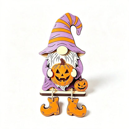 1/3 Pieces3D Fall Halloween Wooden PumpkinGnome Desktop Decoration With Swinging RopeBoots, Witch Hat, Skull, Ghost, Maple Leaf FarmhouseLayered Tray, Perfect For Fall Thanksgiving, WallDecoration, Party Decoration