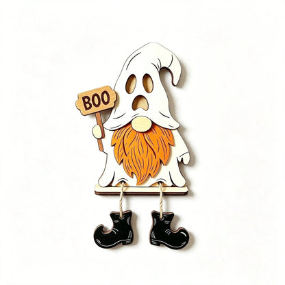 1/3 Pieces3D Fall Halloween Wooden PumpkinGnome Desktop Decoration With Swinging RopeBoots, Witch Hat, Skull, Ghost, Maple Leaf FarmhouseLayered Tray, Perfect For Fall Thanksgiving, WallDecoration, Party Decoration