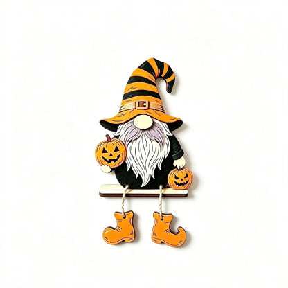 1/3 Pieces3D Fall Halloween Wooden PumpkinGnome Desktop Decoration With Swinging RopeBoots, Witch Hat, Skull, Ghost, Maple Leaf FarmhouseLayered Tray, Perfect For Fall Thanksgiving, WallDecoration, Party Decoration