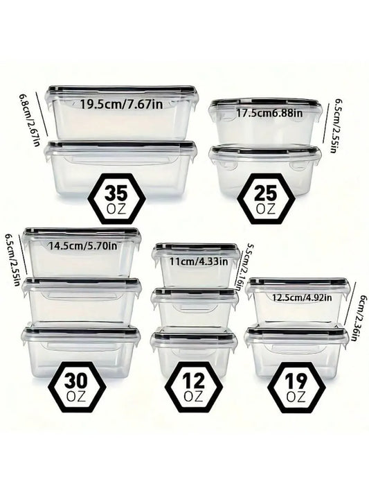 22/24/32/48 Pack Food Storage Containers With Airtight Lids, Meal Prep Containers, Lunch Office Meal For Freezer And Dishwasher.（food-grade PP）